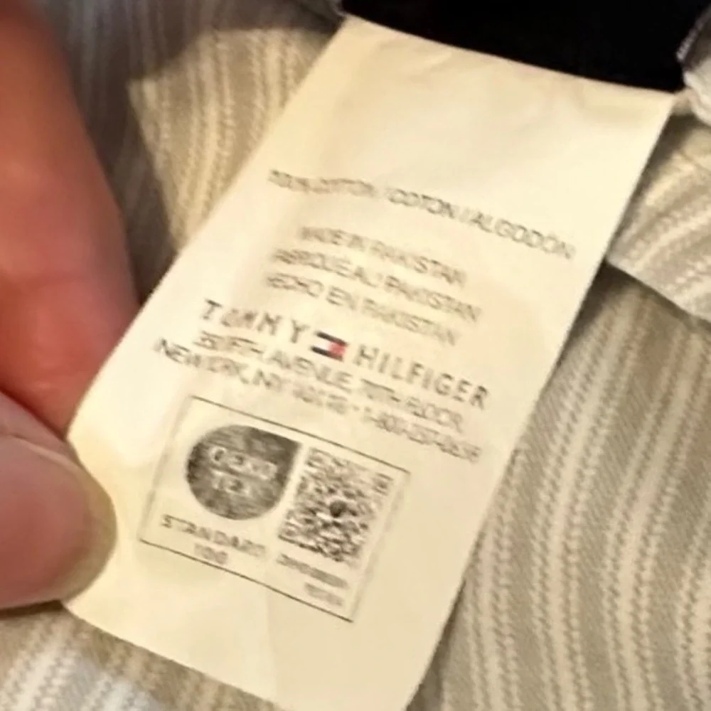 Tommy Hilfiger Twin Sheet Set Gray Stripe Cotton w Pillowcase  - Read‎